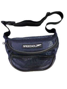 Vintage Speedo Mesh Fanny Pack Navy Blue Waist Bag Festival Beach